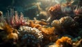 Deep below, a colorful reef teems with sea life adventure generated by AI