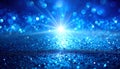 Deep Blue Glittering Sparkle Explosion with Light Rays and Soft Bokeh Effects image photo Royalty Free Stock Photo
