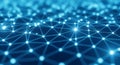 Abstract glowing blue network of interconnected nodes and lines creating a digital data web on a dark background Royalty Free Stock Photo
