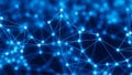 Deep blue abstract network of glowing nodes and connecting lines representing data or connections Royalty Free Stock Photo