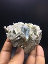 Deep blue aquamarine var beryl with muscovite Mineral specimen crystal from nagar Pakistan