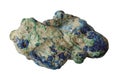 Deep blue azurite with green malachite mineral isolated