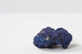 Deep blue azurite mineral on white background