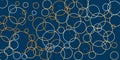 A deep blue background features overlapping colorful circles, forming a dynamic and modern abstract pattern.