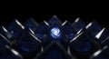 Deep blue crystal pyramids glow with a light vortex Royalty Free Stock Photo
