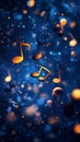 Deep blue dark abstract musical notes background Royalty Free Stock Photo