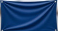 Deep blue fabric banner with grommets for hanging and advertising Royalty Free Stock Photo