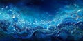 Deep blue gel texture with glowing highlights and rippling wave patterns. Tiny bubbles suspended in