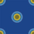 Deep blue geometric floral pattern