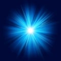 Deep blue glow star burst flare explosion transparent light effect. EPS 10 Royalty Free Stock Photo