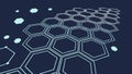 Deep Blue Hexagonal Grid 3D Abstract Background, vector design Generative AI Royalty Free Stock Photo