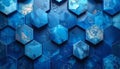 Deep Blue Hexagonal Mosaic with Textured Marble and Stone Inclusions Creating Abstract Geometric Patterns Royalty Free Stock Photo