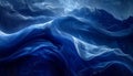Ethereal Flowing Waves of Deep Blue and Luminous White Abstract Fluid with Subtle Sparkles Royalty Free Stock Photo
