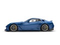 Deep blue modern fast sports car - side view
