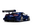 Deep blue modern super race car - back view