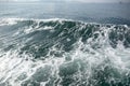 Deep blue ocean wave foam with fishing boat Royalty Free Stock Photo