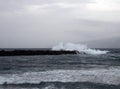 Deep blue ocean waves in a winter seascape with dramatic surf Royalty Free Stock Photo