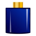 Deep blue perfume bottle mockup, realistic style Royalty Free Stock Photo