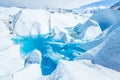 Deep blue pool of flooded ice cave on the Matanuska Glacier in Alaska`s Chugach Range Royalty Free Stock Photo