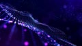 Abstract sci-fi background with glow particles form curved lines, surfaces, hologram structures or virtual digital space