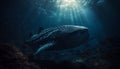 Deep blue sea life adventure swimming with endangered whale shark generated by AI