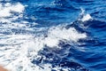 Deep blue sea water. Sea waves with white foam and spray Royalty Free Stock Photo