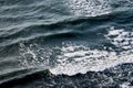 Deep blue sea waters splashing with foamy waves, dark blue wavy ocean water surface, sea spray Royalty Free Stock Photo