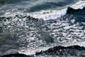 Deep blue sea waters splashing with foamy waves, dark blue wavy ocean water surface, stormy sea Royalty Free Stock Photo