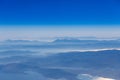 Deep blue sky above landscape with mountains and sea Royalty Free Stock Photo