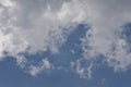 Deep blue sky background with white puffy & fluffy cumulus or cumulonimbus cloud in tropical summer climate weather