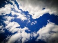 Deep blue sky, vanilla clouds, white clouds, abstraction
