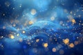 Deep blue space with sparkling particles, evoking cosmic starfields and underwater tranquility. Digital background Royalty Free Stock Photo