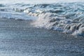 Deep blue stormy sea water surface with foam and waves pattern, natural background photo Royalty Free Stock Photo