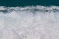 Deep blue stormy sea water surface with foam and waves pattern, natural background photo Royalty Free Stock Photo