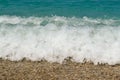 Deep blue stormy sea water surface with foam and waves pattern, natural background photo Royalty Free Stock Photo