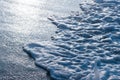 Deep blue stormy sea water surface with foam and waves pattern, natural background Royalty Free Stock Photo