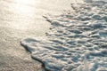 Deep blue stormy sea water surface with foam and waves pattern, natural background photo sea Royalty Free Stock Photo