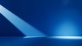 Deep Blue Studio Background With A Single Bright Spotlight Shining From The Left Side Keywords: blue, background Royalty Free Stock Photo