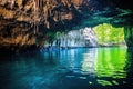deep blue underground lake inside a cave Royalty Free Stock Photo