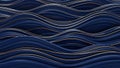 Deep blue undulating waves with thin golden lines creating a and flowing abstract background pattern Keywords Royalty Free Stock Photo