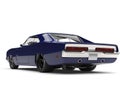 Deep blue vintage American muscle car - taillight shot