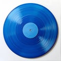 A deep blue vinyl record with a lighter blue label and concentric grooves on a white background Royalty Free Stock Photo
