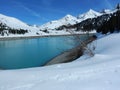 Deep blue water in kuhtai dam