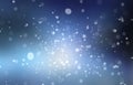 Deep blue winter snow storm blurred background.Snowflake motion illustration