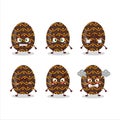 Deep brown easter egg cartoon character with various angry expressions Royalty Free Stock Photo