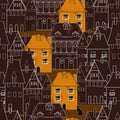 Deep brown house on pattern