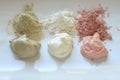 Beauty spa face mask - pink, green, red clay, kaolin and activated charcoal