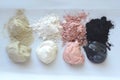 Beauty spa face mask - pink, green, red clay, kaolin and activated charcoal