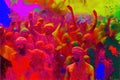 Deep Colorful Holi Colors Day and Festival with Crowd People in Hindu Culture Abstract Background AI Generative