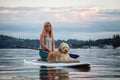 Deep Cove Paddle with Dog Royalty Free Stock Photo